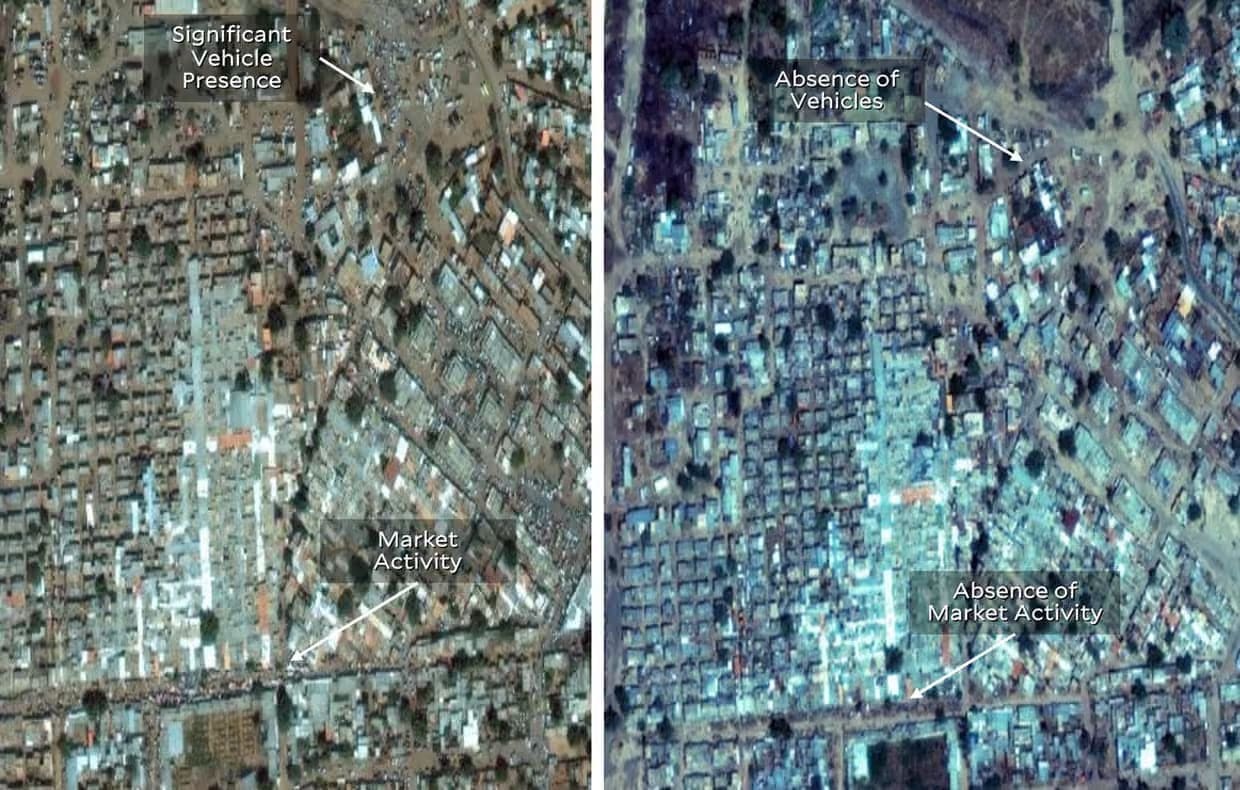 صور الأقمار الصناعية تُظهر أن ميليشيات الدعم السريع ارتكبت مذبحة في مدينة الفاشر 19 صور الأقمار الصناعية تُظهر أن ميليشيات الدعم السريع ارتكبت مذبحة في مدينة الفاشر