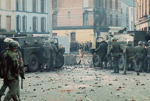 Bloody Sunday demonstrators face British Army January 30 1972 Londonderry Derry Northern Ireland