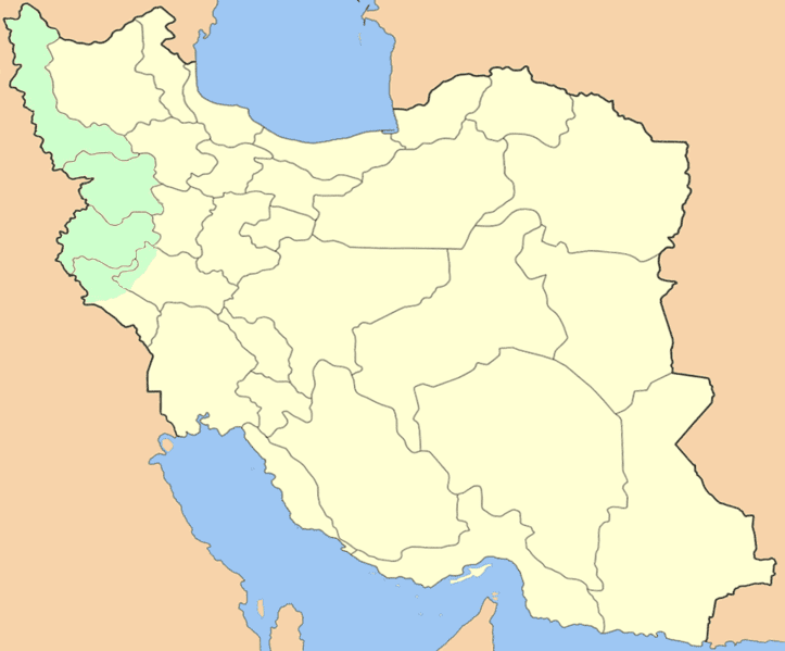 Map of Iranian Kurdistan