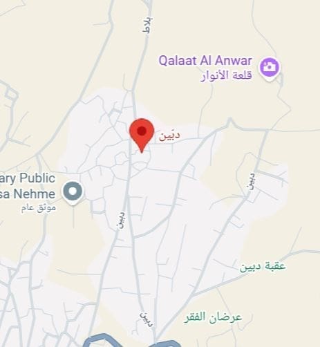 موقع قرية "دبين" الواقعة شمال مرجعيون على الخريطة